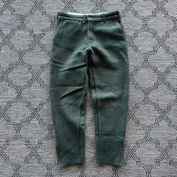 Big Bill Other - Vintage Big Bill Pants Mens 31x28 Forest Green Wool Hunting 1970s Zipper Cuff